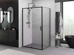 Mexen Exo hinged shower enclosure 130 x 100 cm, transparent, black - 819-130-100-70-00