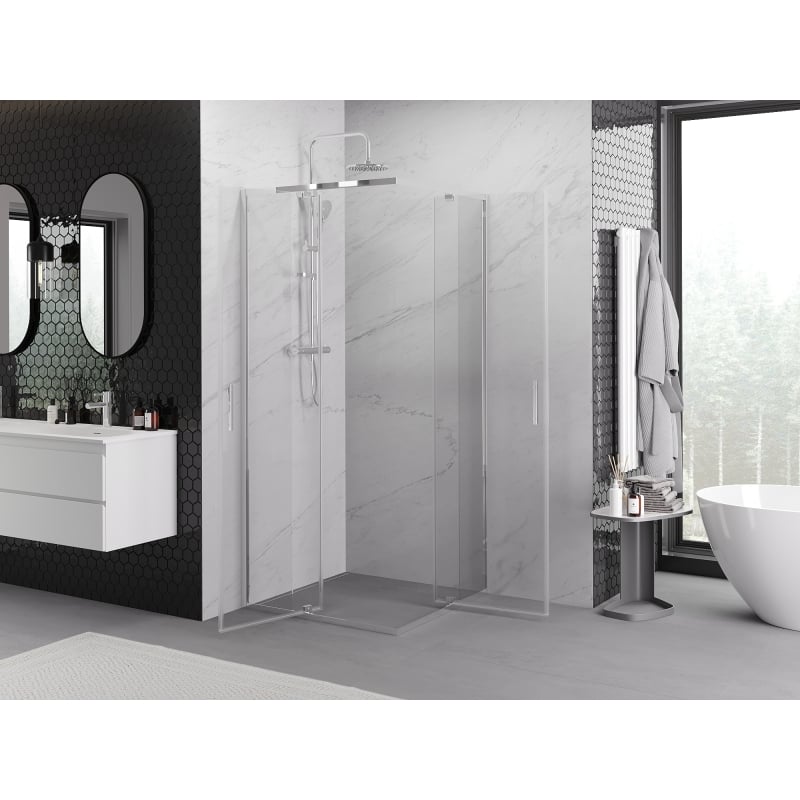 Mexen Exo square shower enclosure with hinged door 100 x 100 cm, transparent, chrome - 8110-100-100-01-00