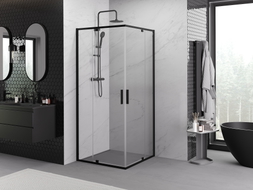 Mexen Exo-R Duo square swing shower cabin 80 x 80 cm, transparent, black - 8110-080-080-70-00
