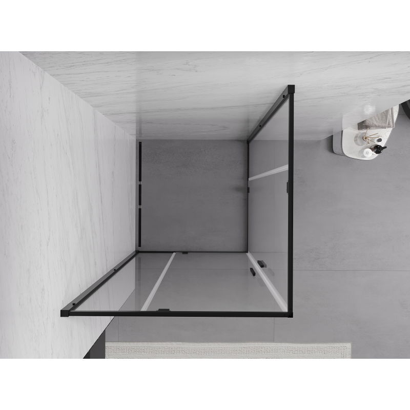 Mexen Exo square hinged shower enclosure 100 x 100 cm, transparent, black - 8110-100-100-70-00