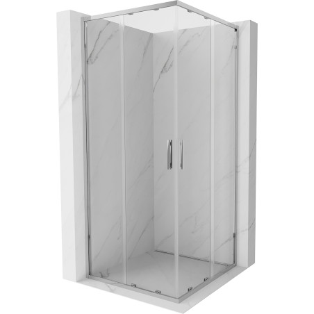 Mexen Exo-S Duo square sliding shower cabin 80 x 80 cm, transparent, chrome - 8111-080-080-01-00