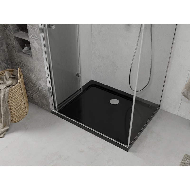 Mexen Lima folding shower cabin 90 x 120 cm, transparent, chrome + Flat black shower base - 856-090-120-01-00-4070