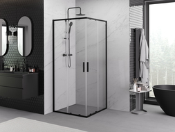 Mexen Exo square sliding shower enclosure 90 x 90 cm, transparent, black - 8111-090-090-70-00