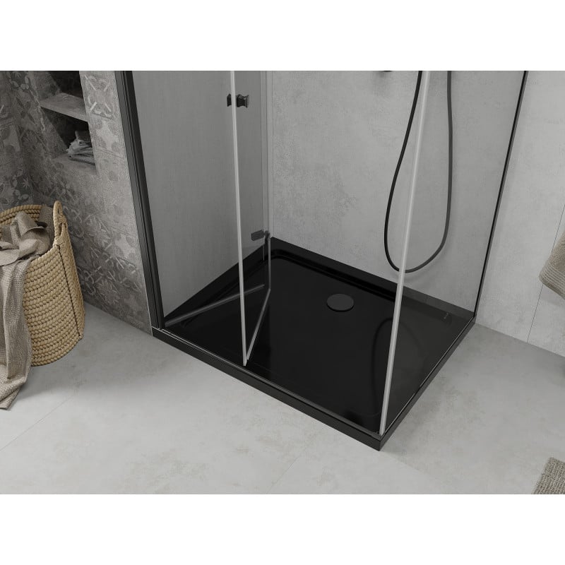 Mexen Lima folding shower cabin 90 x 120 cm, transparent, black + Flat tray, black - 856-090-120-70-00-4070B