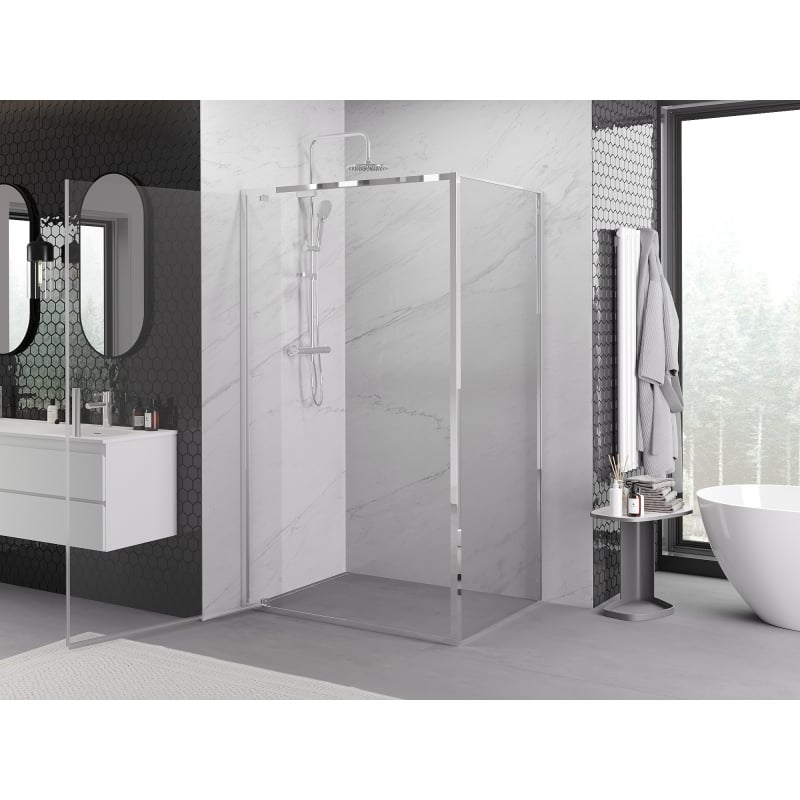 Mexen Exo Hinged Shower Cabin 90 x 75 cm, Transparent, Chrome - 8181-090-075-01-00
