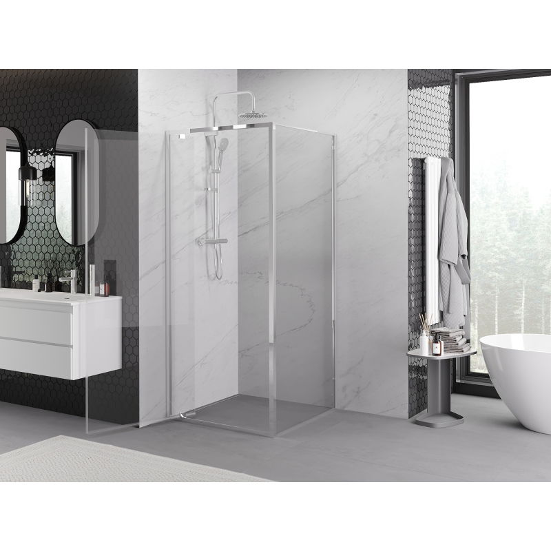 Mexen Exo 85 x 85 cm pivot shower cabinet, transparent, chrome - 8181-085-085-01-00