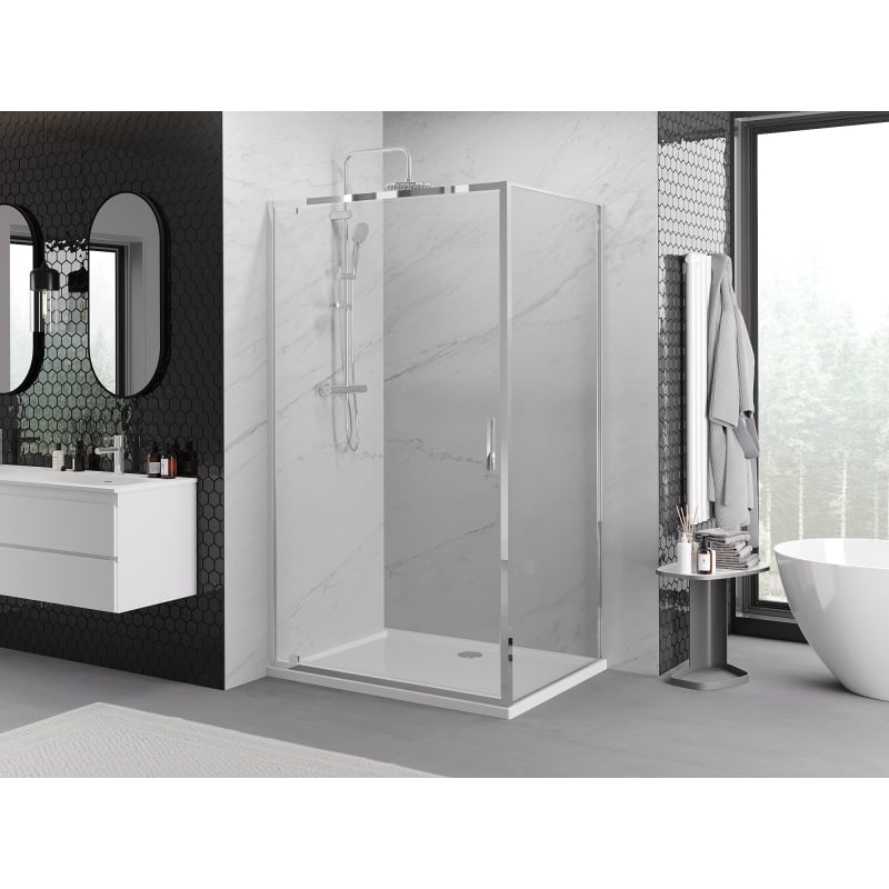 Mexen Exo pivot shower enclosure 100 x 90 cm, transparent, chrome - 8181-100-090-01-00