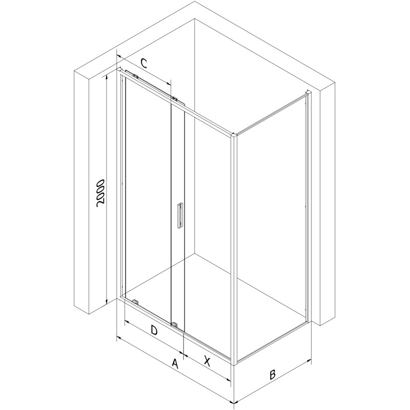 Mexen Exo-S sliding shower cabin 90 x 90 cm, transparent, black - 8151-090-090-70-00