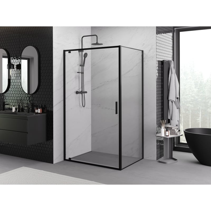 Mexen Exo-BR pivot shower enclosure 100 x 80 cm, transparent, black - 8181-100-080-70-00