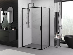 Mexen Exo pivot shower cabin 80 x 85 cm, transparent, black - 8181-080-085-70-00