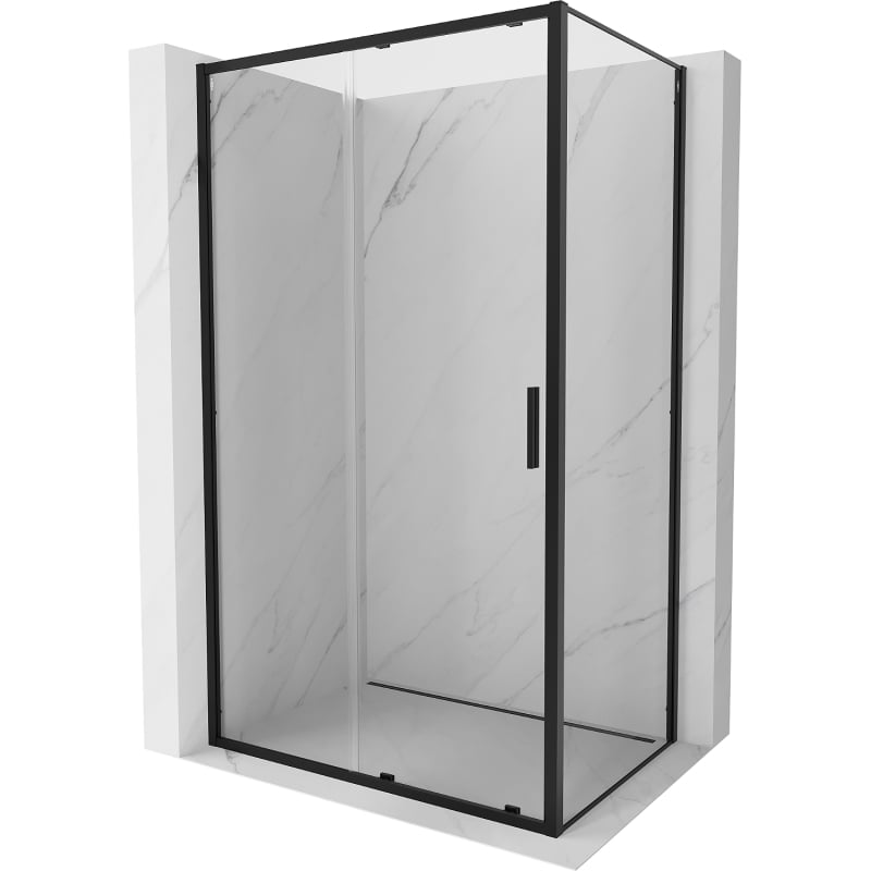 Mexen Exo sliding shower enclosure 150 x 70 cm, transparent, black - 8151-150-070-70-00