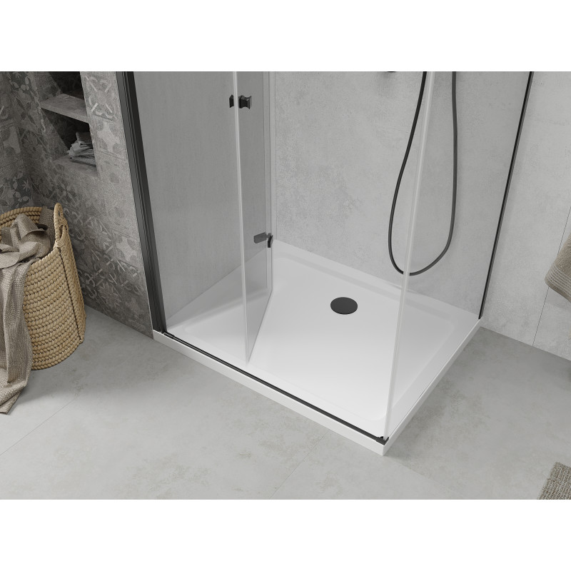 Mexen Lima foldable shower cabin 80 x 90 cm, transparent, black + Flat tray, white - 856-080-090-70-00-4010B