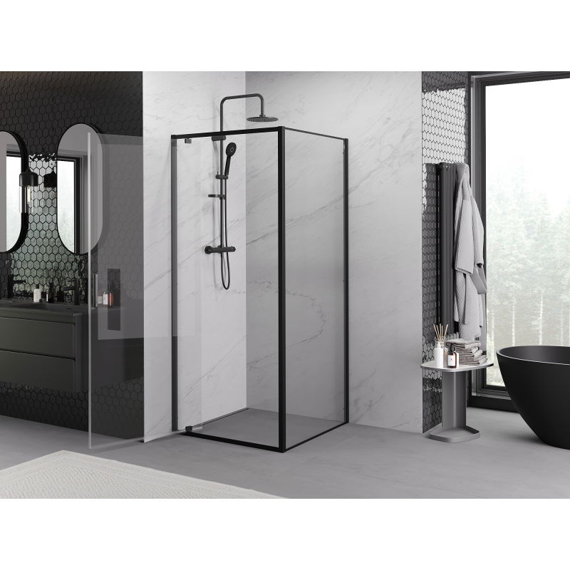 Mexen Exo Hinged Shower Enclosure 100 x 100 cm, Transparent, Black - 8181-100-100-70-00
