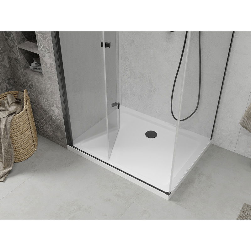 Mexen Lima shower folding cabin 80 x 110 cm, transparent, black + Flat tray, white - 856-080-110-70-00-4010B