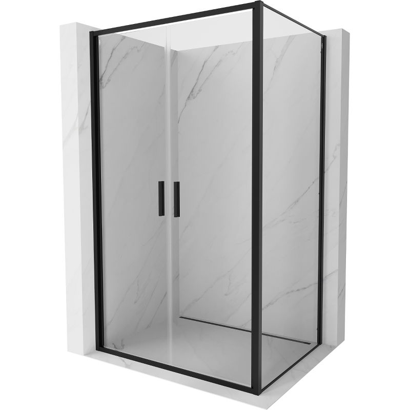 Mexen Exo Hinged Shower Enclosure 70 x 80 cm, Transparent, Black - 814-070-080-70-00
