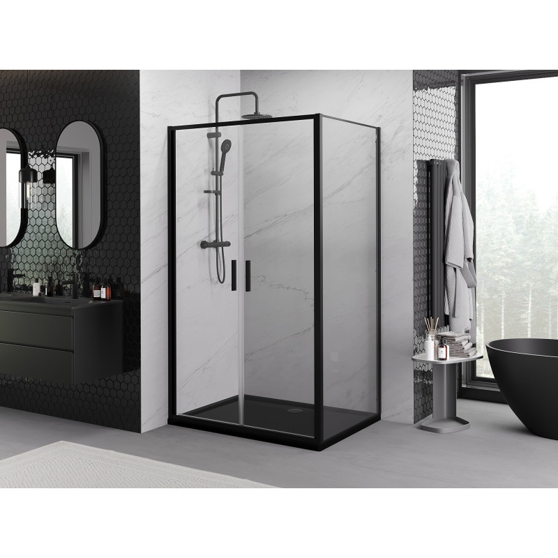 Mexen Exo-B Duo swing shower cabin 100 x 80 cm, transparent, black - 814-100-080-70-00