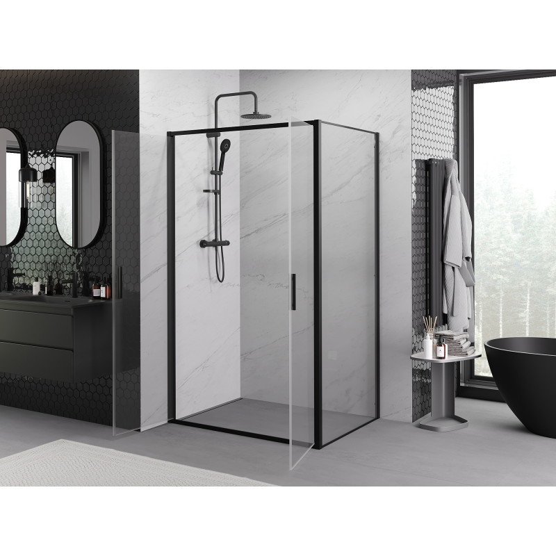 Mexen Exo-B Duo swing shower cabin 100 x 80 cm, transparent, black - 814-100-080-70-00