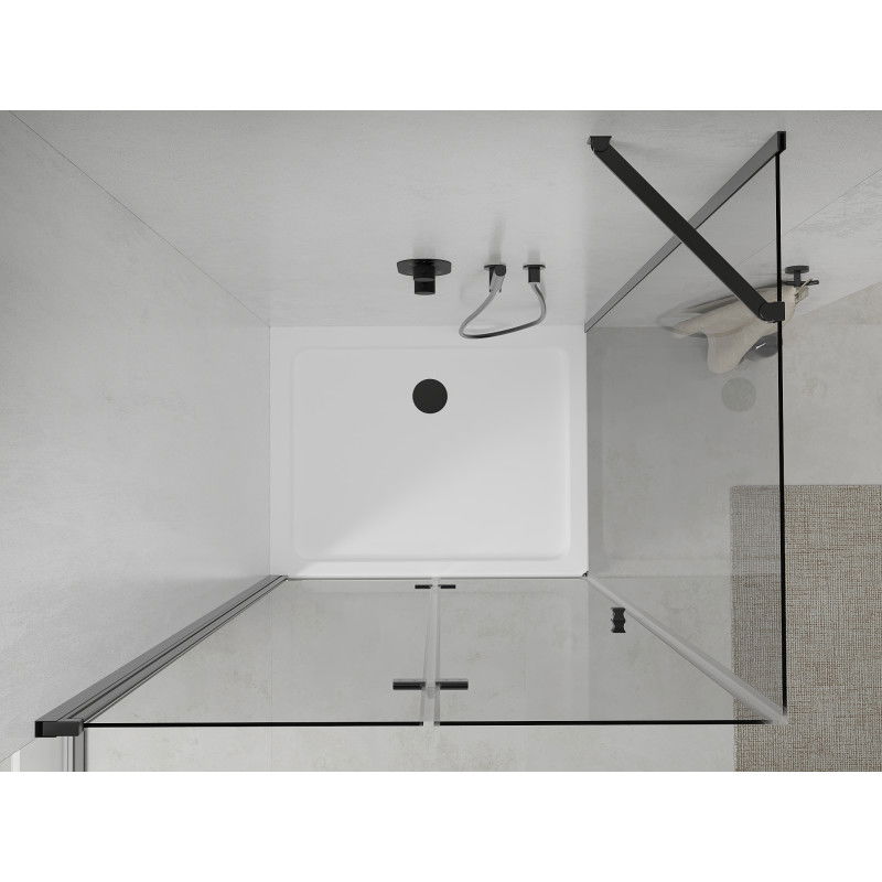 Mexen Lima folding shower enclosure 90 x 70 cm, transparent, black + Flat tray, white - 856-090-070-70-00-4010B