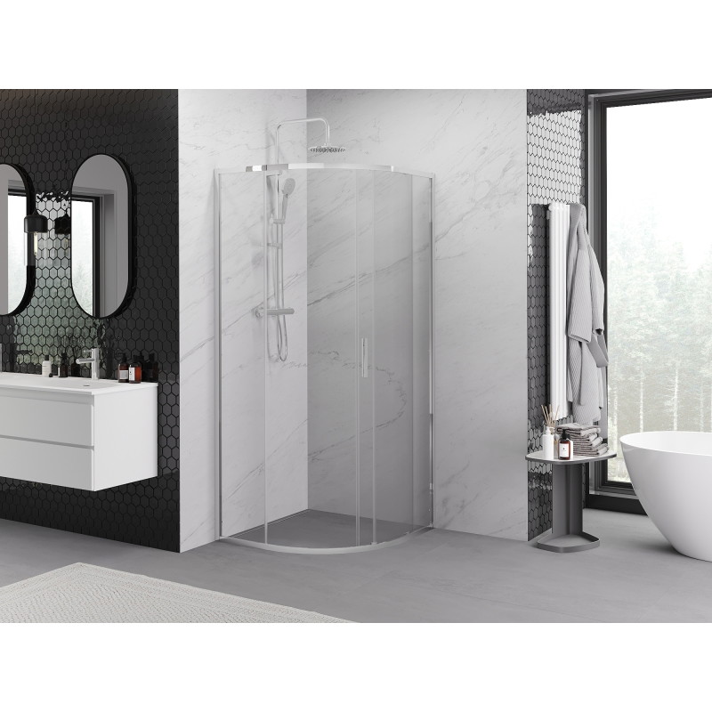 Mexen Exo-S semi-circular sliding shower cabin 70 x 70 cm, transparent, chrome - 8131-070-070-01-00