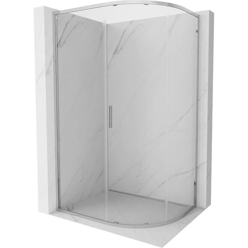 Mexen Exo asymmetrical semi-circular sliding shower cabin 100 x 80 cm, transparent, chrome - 8131-100-080-01-00