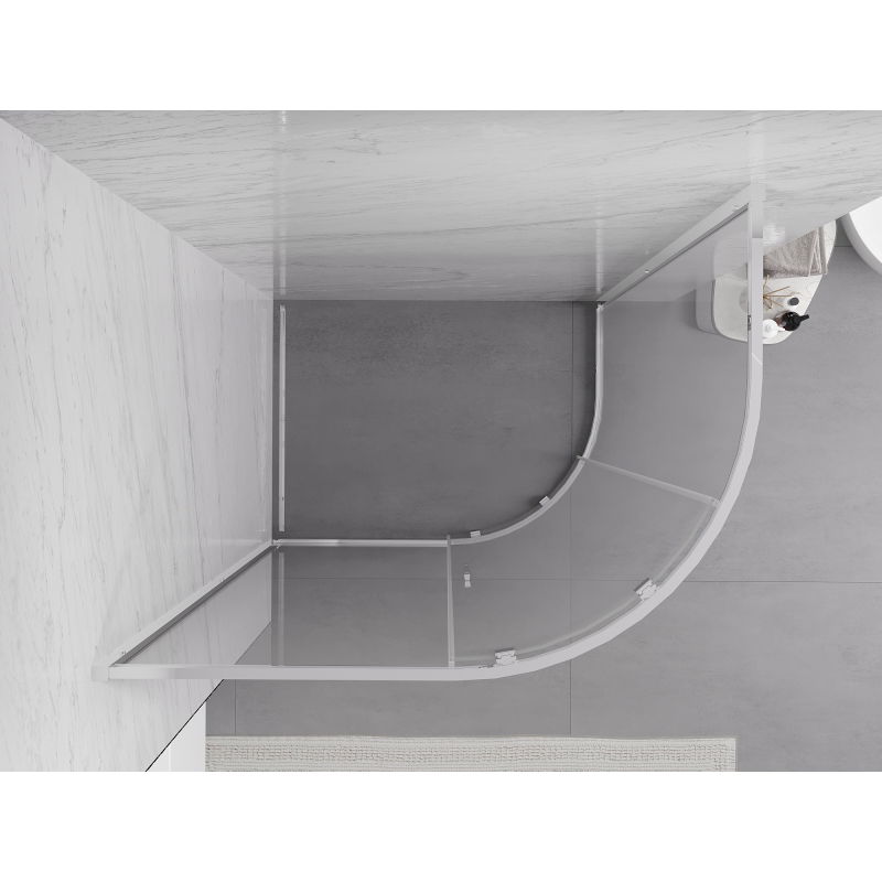 Mexen Exo Asymmetrical Semi-Circular Sliding Shower Enclosure 100 x 90 cm, Transparent, Chrome - 8131-100-090-01-00