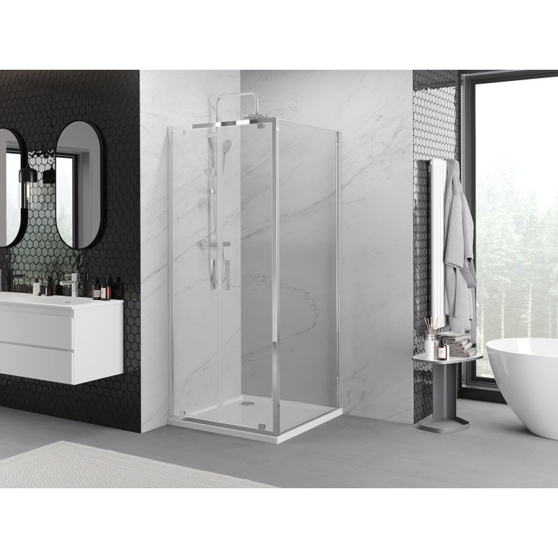 Mexen Exo Pivot Shower Cabin 80 x 80 cm, Transparent, Chrome - 8182-080-080-01-00