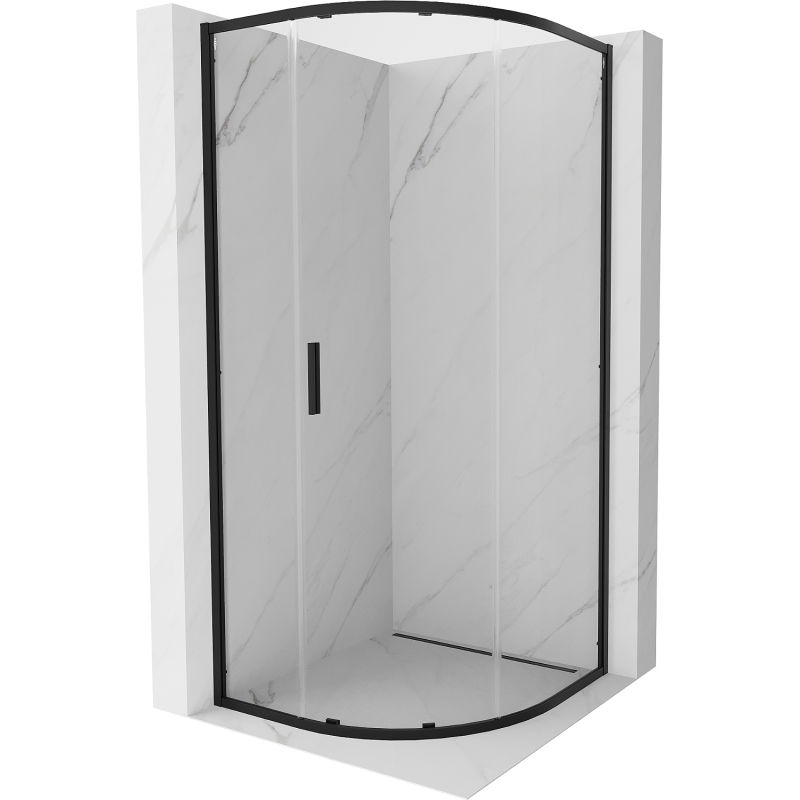 Mexen Exo semicircular sliding shower cabin 70 x 70 cm, transparent, black - 8131-070-070-70-00