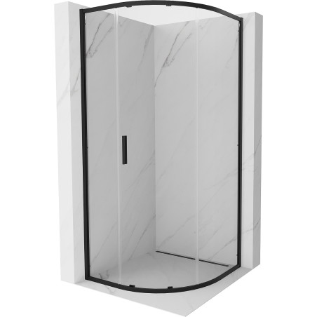 Mexen Exo-S semi-circular sliding shower cabin 80 x 80 cm, transparent, black - 8131-080-080-70-00