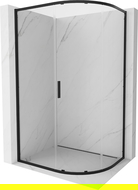 Mexen Exo semi-circular asymmetrical sliding shower cabin 90 x 80 cm, transparent, black - 8131-090-080-70-00