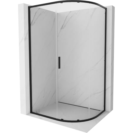 Mexen Exo asymmetrical semi-circular sliding shower cabin 100 x 80 cm, transparent, black - 8131-100-080-70-00