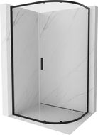 Mexen Exo asymmetrical semi-circular sliding shower cabin 100 x 80 cm, transparent, black - 8131-100-080-70-00