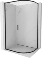 Mexen Exo-S asymmetrical semicircular sliding shower cabin 100 x 80 cm, transparent, black - 8131-100-080-70-00