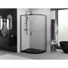 Mexen Exo asymmetrical semi-circular sliding shower cabin 100 x 80 cm, transparent, black - 8131-100-080-70-00