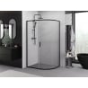 Mexen Exo-S asymmetrical semicircular sliding shower cabin 100 x 80 cm, transparent, black - 8131-100-080-70-00