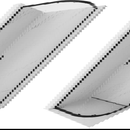 Mexen Exo semi-circular asymmetrical sliding shower cabin 120 x 90 cm, transparent, black - 8131-120-090-70-00