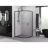 Mexen Exo asymmetrical semi-circular sliding shower cabin 100 x 80 cm, transparent, black - 8131-100-080-70-00