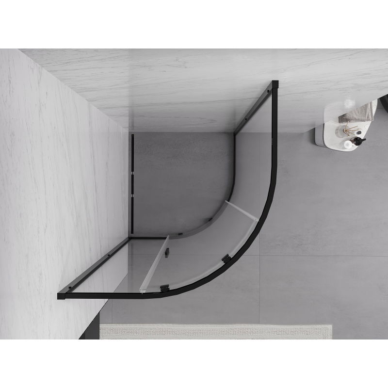 Mexen Exo semi-circular sliding shower cabin 90 x 90 cm, transparent, black - 8131-090-090-70-00