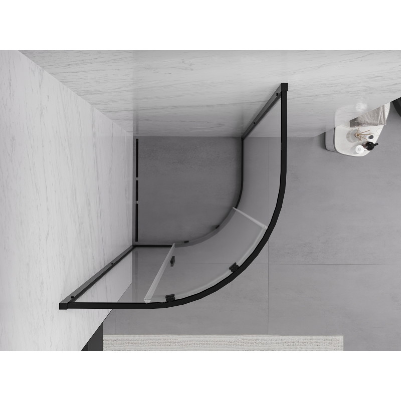 Mexen Exo-S semi-circular sliding shower enclosure 100 x 100 cm, transparent, black - 8131-100-100-70-00