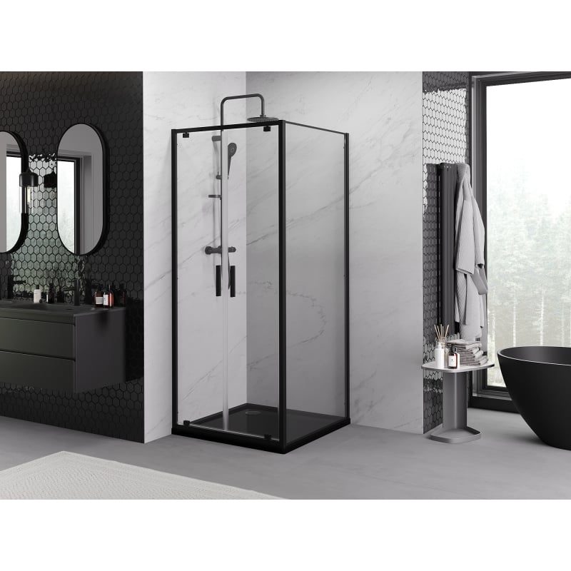 Mexen Exo 70 x 70 cm Hinged Shower Cabin, Transparent, Black - 8182-070-070-70-00