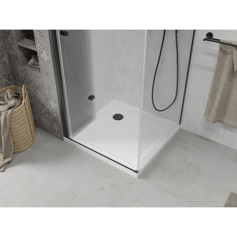 Mexen Lima foldable shower cabin 100 x 100 cm, transparent, black + Flat tray, white - 856-100-100-70-00-4010B
