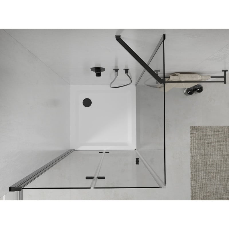 Mexen Lima foldable shower cabin 100 x 100 cm, transparent, black + Flat tray, white - 856-100-100-70-00-4010B
