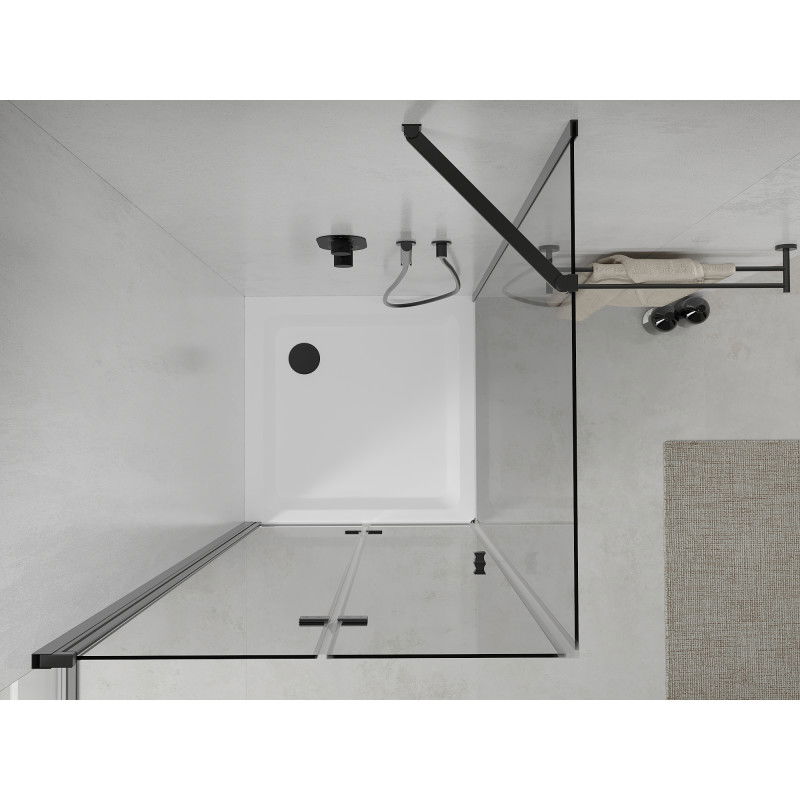 Mexen Lima folding shower cabin 100 x 100 cm, transparent, black + Flat tray, white - 856-100-100-70-00-4010B