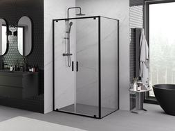 Mexen Exo shower cabin hinged 90 x 85 cm, transparent, black - 8182-090-085-70-00