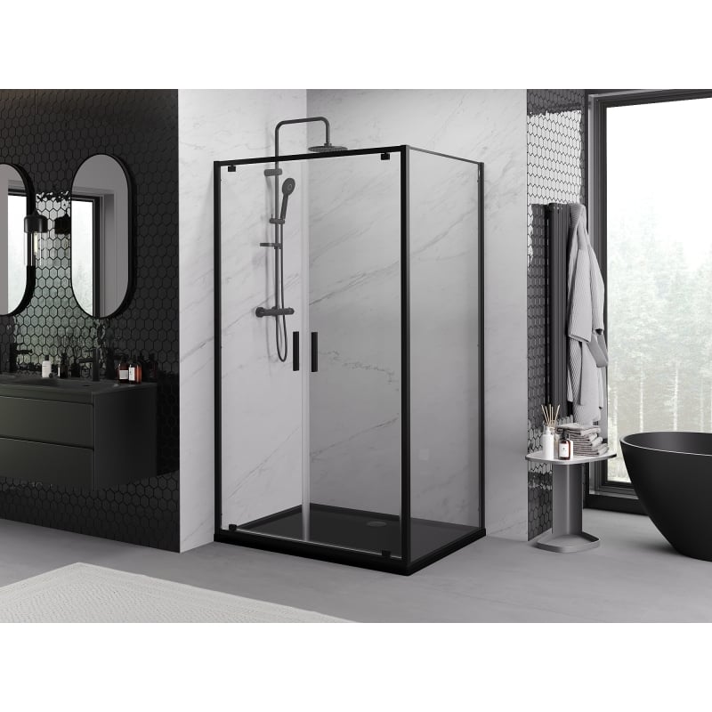 Mexen Exo pivot shower cabin 70 x 90 cm, transparent, black - 8182-070-090-70-00