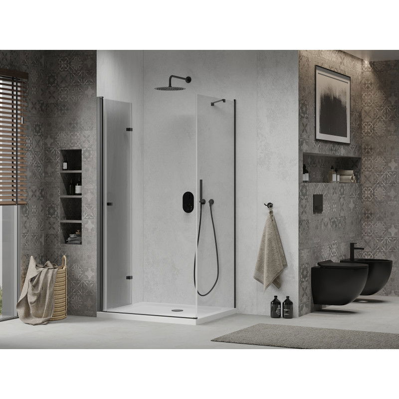Mexen Lima folding shower cabin 100 x 110 cm, transparent, black + Flat tray, white - 856-100-110-70-00-4010B