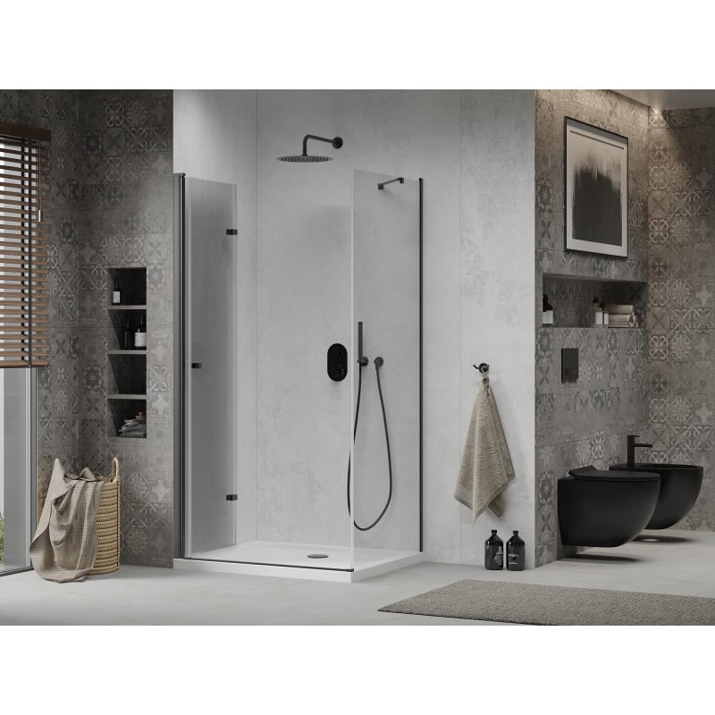 Mexen Lima folding shower cabin 120 x 70 cm, transparent, black + Flat tray, white - 856-120-070-70-00-4010B