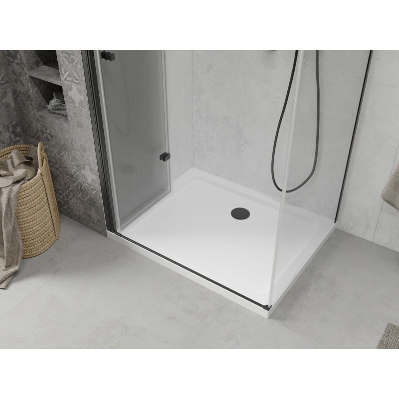 Mexen Lima Foldable Shower Cabin 120 x 80 cm, Transparent, Black + Flat Tray, White - 856-120-080-70-00-4010B