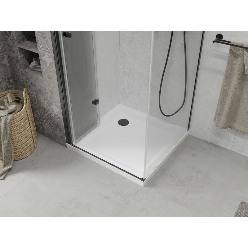 Mexen Lima folding shower cabin 70 x 70 cm, transparent, black + Flat tray, white - 856-070-070-70-00-4010B