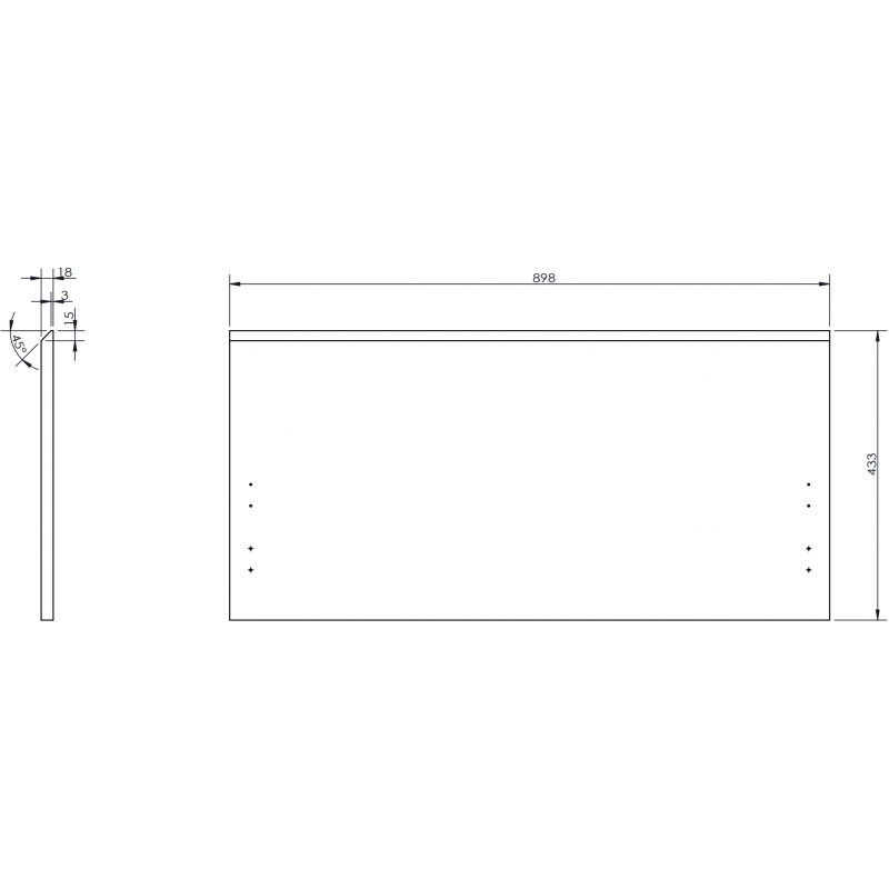 Mexen Orio front for bathroom cabinet body 90 x 43.5 cm, black gloss - 91A10-0900-470-1-70