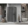 Mexen Lima folding shower cubicle 70 x 110 cm, Graphite, Chrome + shower tray Flat, White - 856-070-110-01-40-4010